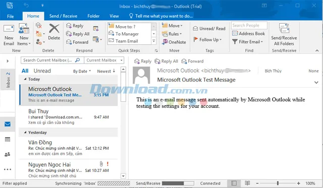 Giao diện Outlook 2016