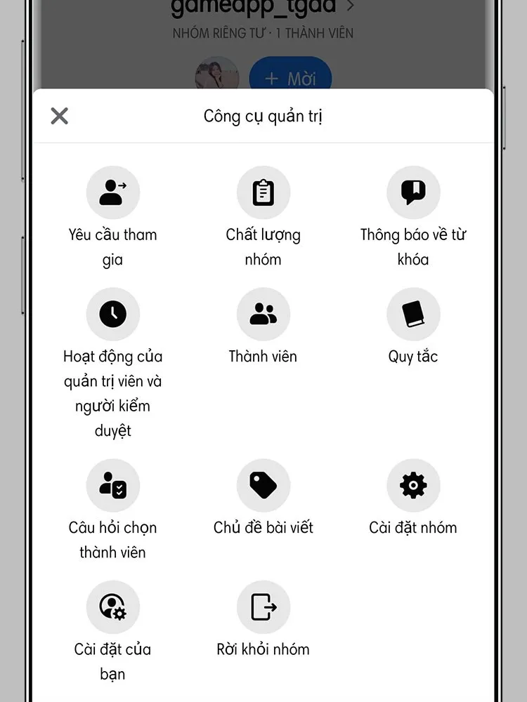 Giao diện quản lý và kiểm soát nhóm sau khi tạo group trên Facebook thành công