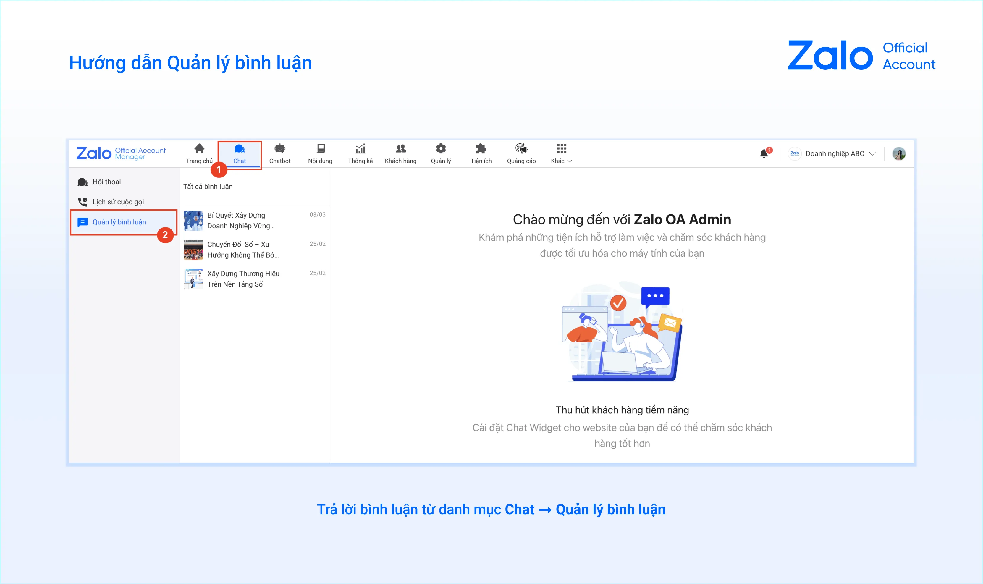 Giao diện quản lý và phản hồi bình luận, duy trì tương tác sau khi đăng tải video HD