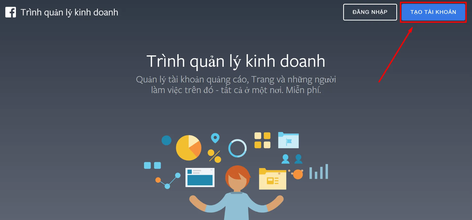 Giao diện Tạo tài khoản doanh nghiệp Facebook