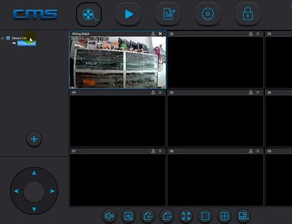 Giao diện thành công của phần mềm Yoosee CMS Client trên máy tính sau khi đã thêm thiết bị