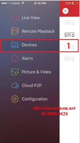 Giao diện thêm camera ip hikvision vào ứng dụng di động