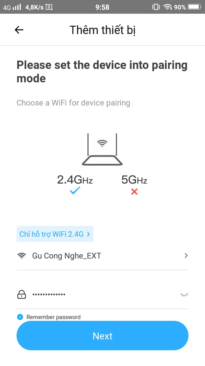 Giao diện thêm thiết bị mới trong ứng dụng eWeLink để cài đặt Sonoff