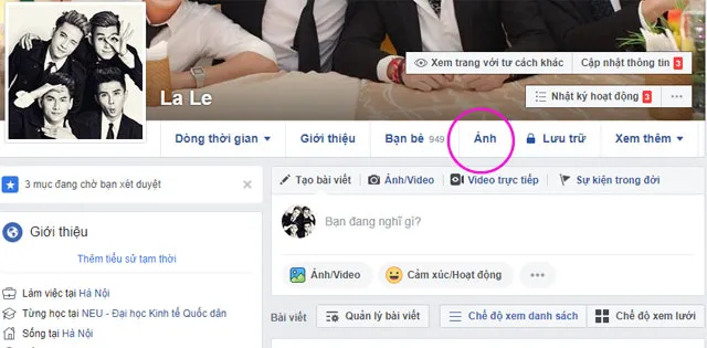 Giao diện trang cá nhân