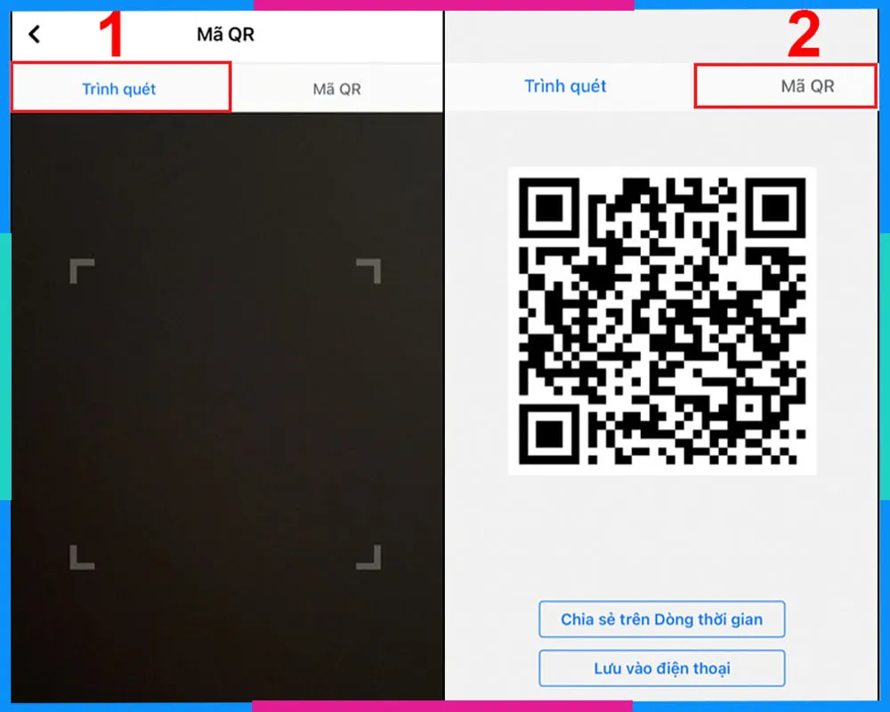 Giao diện trình quét mã QR trên Facebook