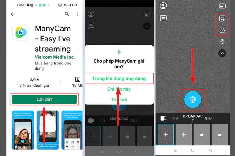 Giao diện tùy chỉnh bộ lọc và hiệu ứng của ứng dụng Livestream bên thứ ba trên điện thoại