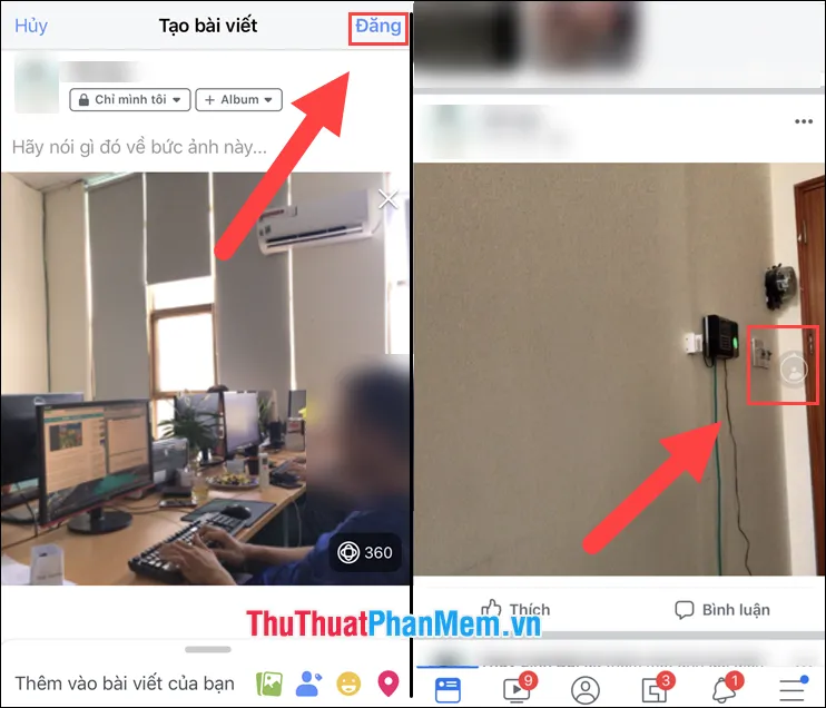 Giao diện tùy chỉnh góc nhìn khởi đầu của ảnh 360 độ trên điện thoại