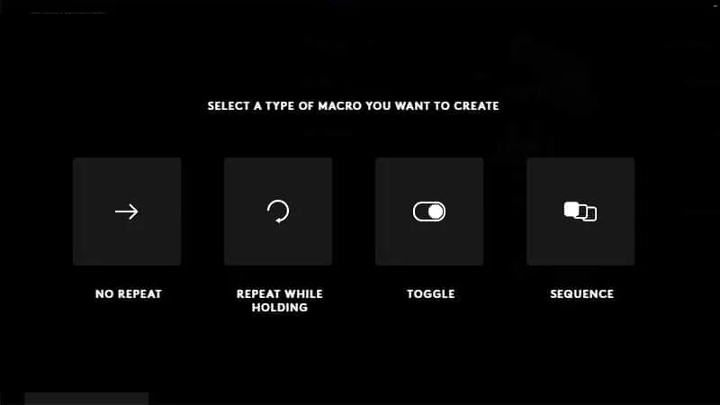 Giao diện tùy chọn chế độ lặp lại khi cài macro cho chuột Logitech