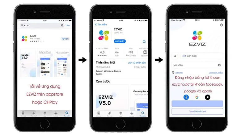 Giao diện ứng dụng EZVIZ trên điện thoại sau khi cài đặt camera C2C thành công