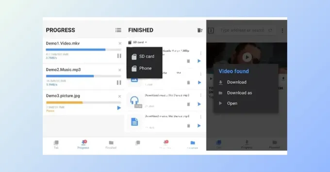 Giao diện ứng dụng hỗ trợ tải video chuyên dụng trên điện thoại Android