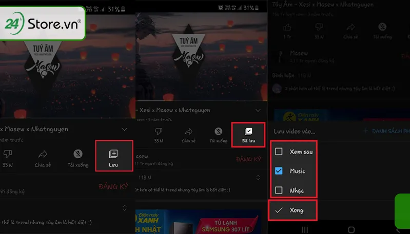 Giao diện YouTube minh họa cách thêm video vào playlist đã có, tối ưu hóa quá trình quản lý danh sách phát để tải list video YouTube
