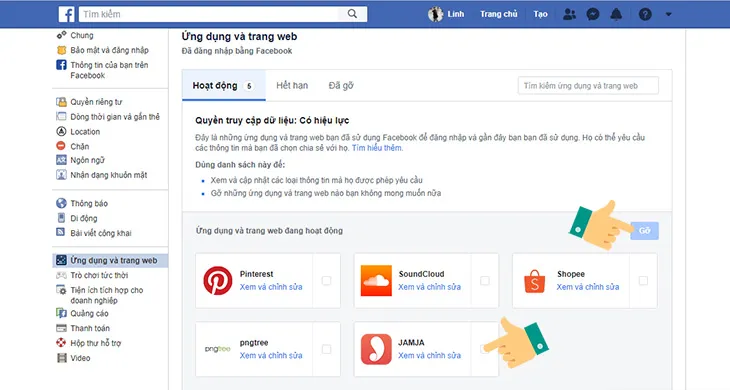 Gỡ bỏ ứng dụng và trang web liên kết để hạn chế dữ liệu quảng cáo