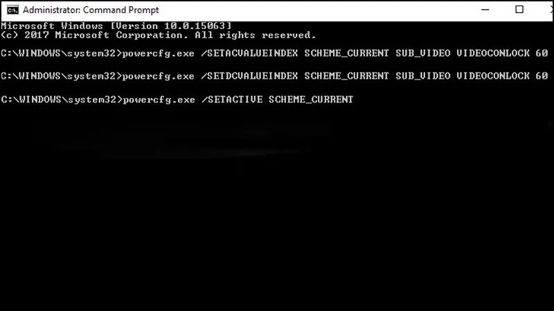 Gõ lệnh powercfg.exe để điều chỉnh thời gian tắt màn hình khóa