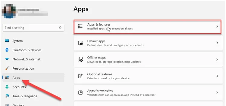 Gỡ ứng dụng rác từ phần Apps trong cài đặt máy tính Windows 11