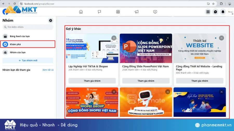 Gợi ý nhóm Facebook dựa trên đối tượng fanpage