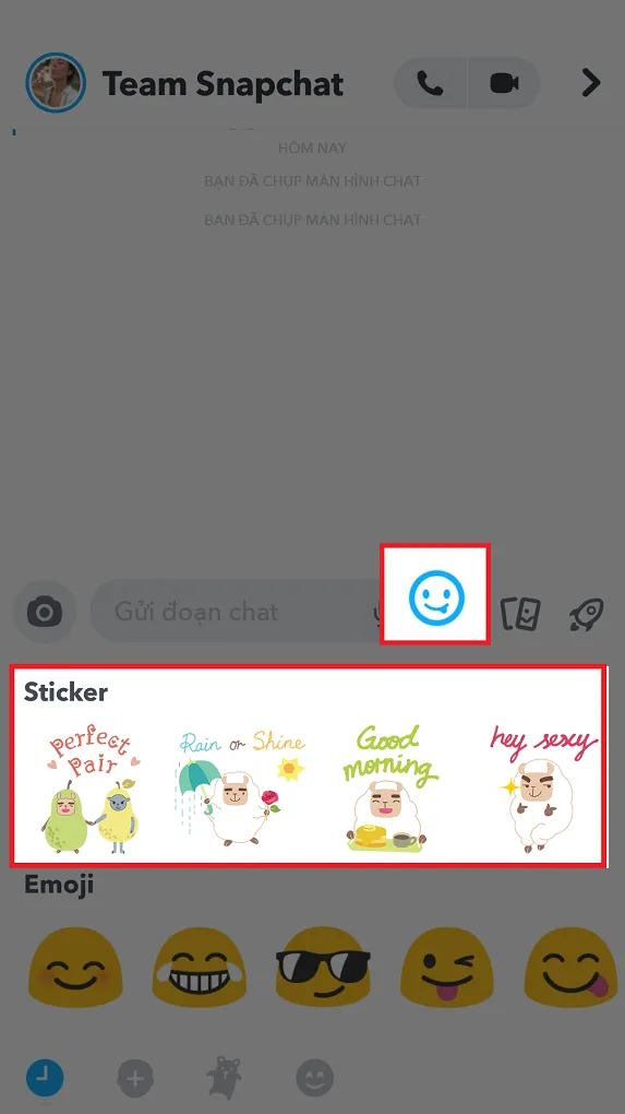 Gửi nhãn dán trong cuộc trò chuyện Snapchat