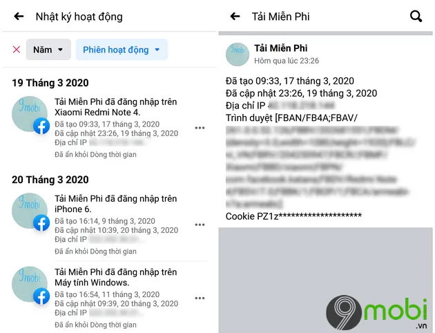 Hệ thống sẽ hiển thị chi tiết mọi địa chỉ IP, thời gian và thông tin thiết bị đã truy cập