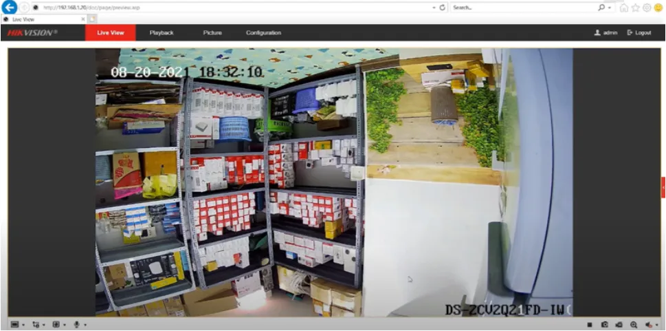 Hình ảnh camera đang bị ngược hiển thị trong giao diện Live View