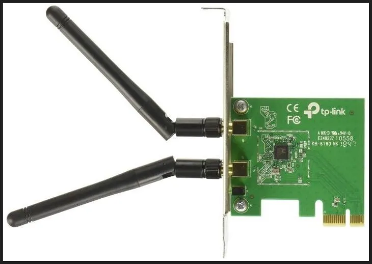 Hình ảnh Card WiFi chuẩn PCI lắp đặt bên trong thùng CPU