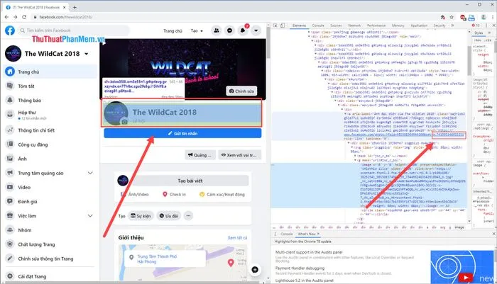 Hình ảnh minh họa cửa sổ Kiểm tra Phần tử tự động chuyển đến đoạn mã tương ứng