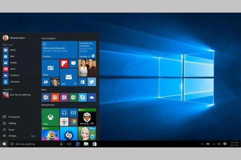 Hình ảnh minh họa giao diện Desktop Windows 10 sau khi cài đặt