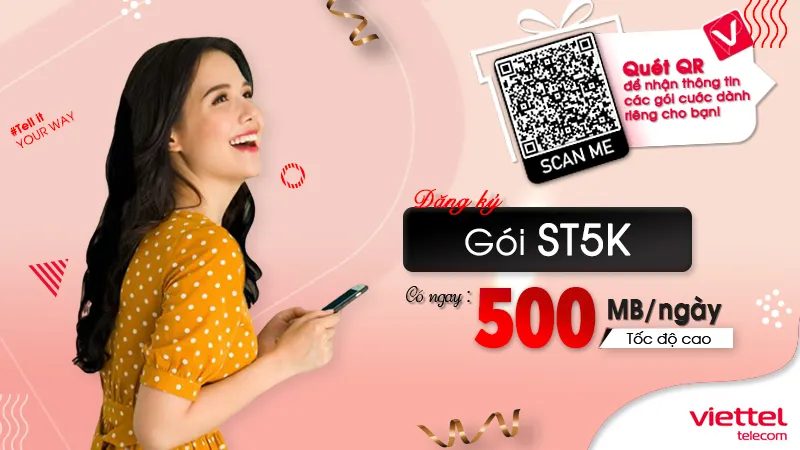 Hình ảnh minh họa gói cước ST5K của Viettel cung cấp data 4G 1 ngày