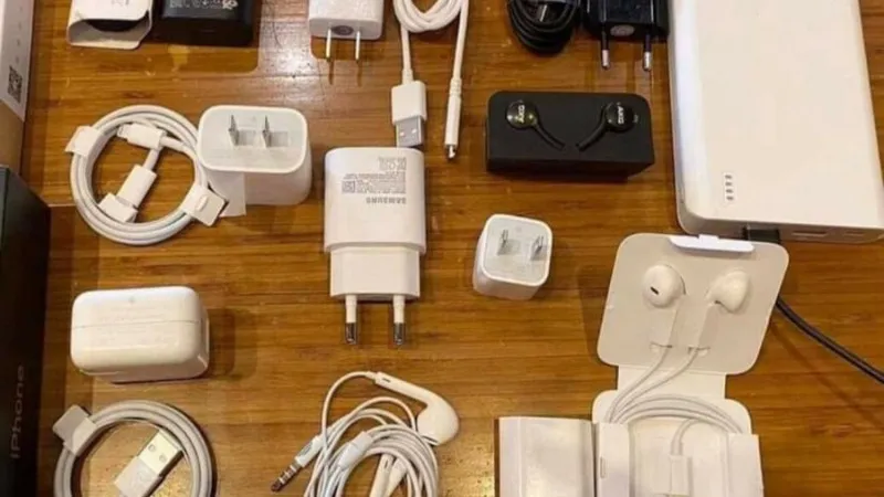 Hình ảnh minh họa một bộ sạc không rõ nguồn gốc, cảnh báo về sự nguy hiểm