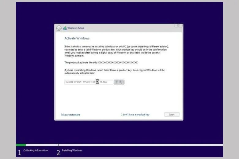 Hình ảnh minh họa nút Next trong quá trình cài đặt Windows 10