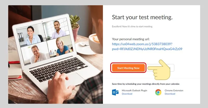 Hình ảnh minh họa nút Start Meeting Now để bắt đầu cuộc trò chuyện trên Zoom