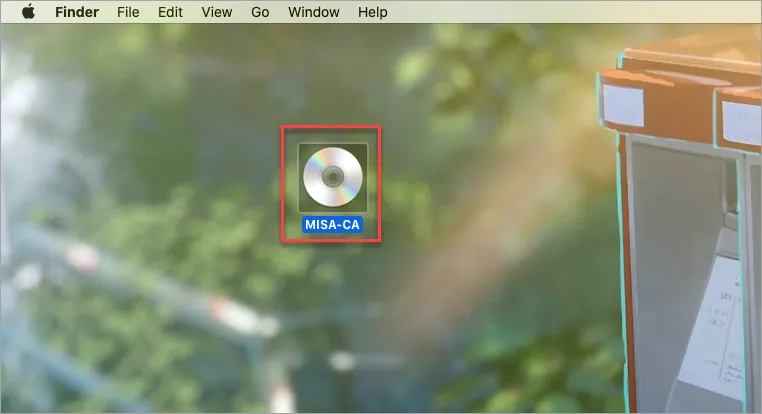 Hình ảnh minh họa ổ đĩa MISA-CA hiển thị trên màn hình desktop của MacOS