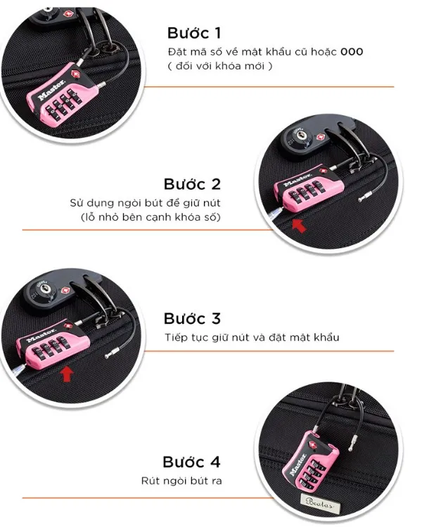 Hình ảnh minh họa ổ khóa số TSA rời 3 số