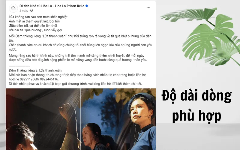 Hình ảnh minh họa sự cần thiết của việc chia đoạn và đảm bảo độ dài dòng phù hợp trong cách tạo bài viết đẹp trên Facebook