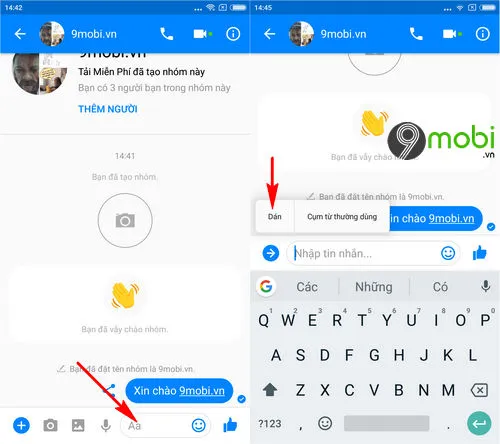 Hình ảnh minh họa thao tác nhấn giữ và chọn Dán để chèn link vào ô nhập liệu