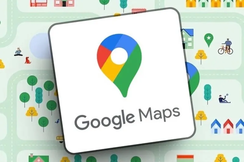 Hình ảnh một người đang lái xe máy và quan sát bản đồ Google Maps trên điện thoại gắn trên xe