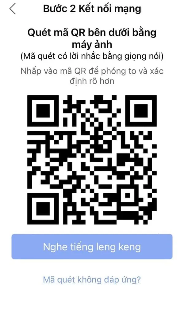 Hình ảnh quét mã QR bằng camera và nhấn vào “Nghe tiếng leng keng”