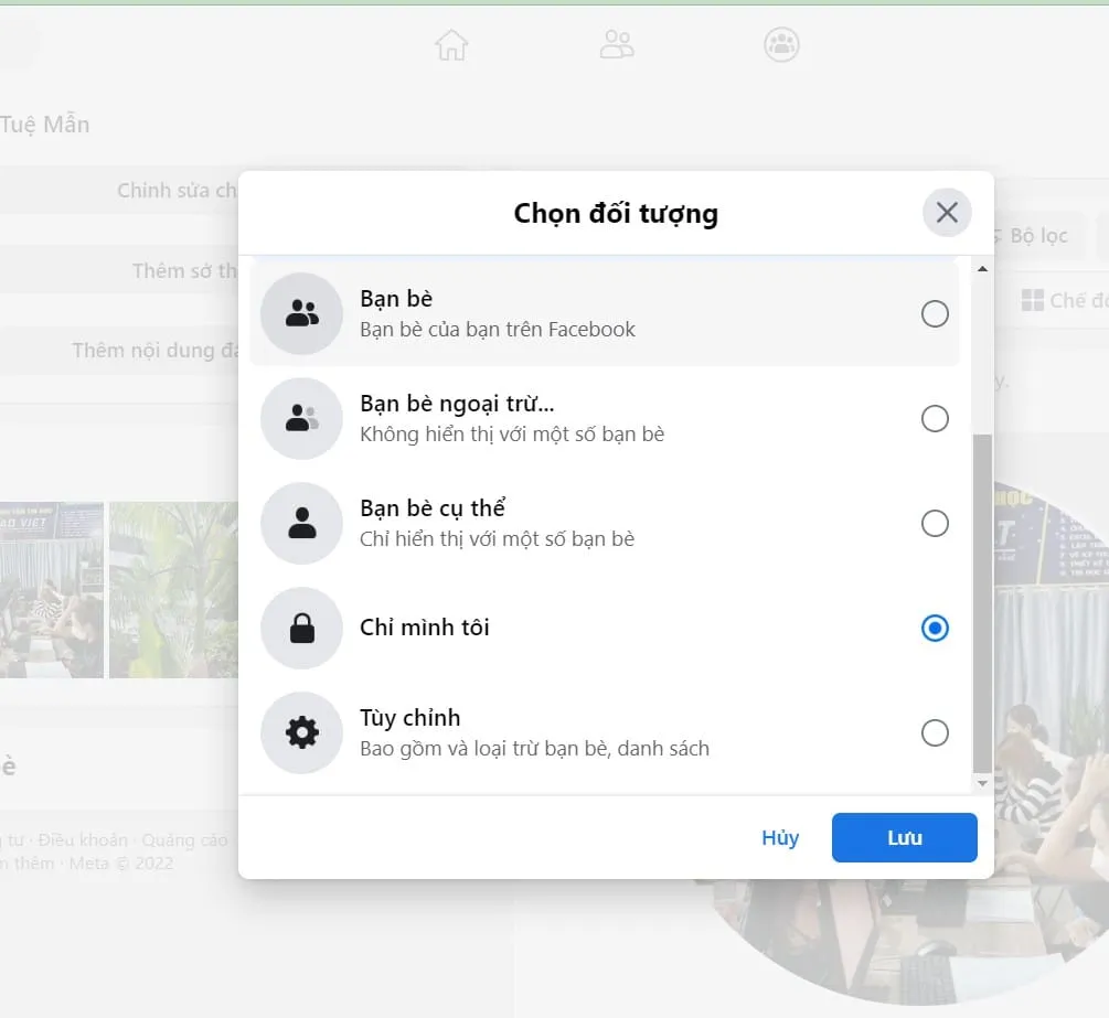 hình chọn quyền đối tượng