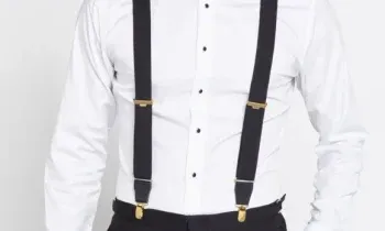 Hình minh họa cách phối dây đai chữ Y cùng quần cạp vừa, cho thấy vị trí kẹp chính xác