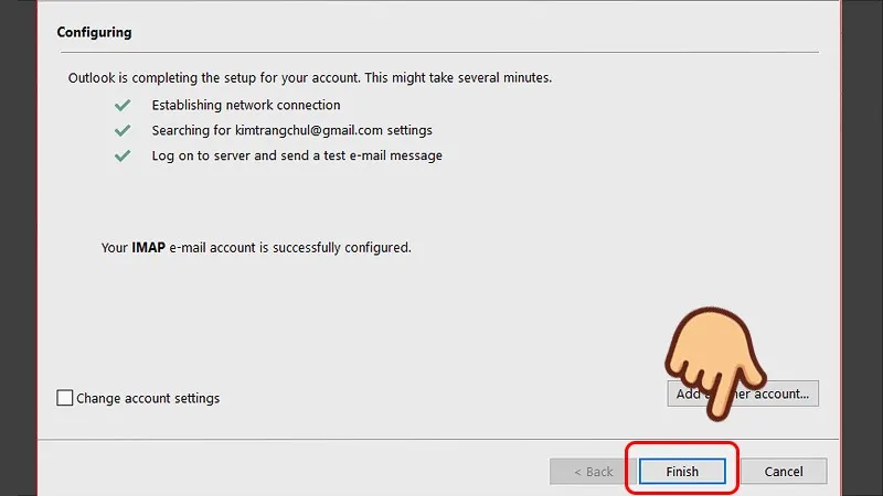 Hoàn tất cài đặt Gmail vào Outlook