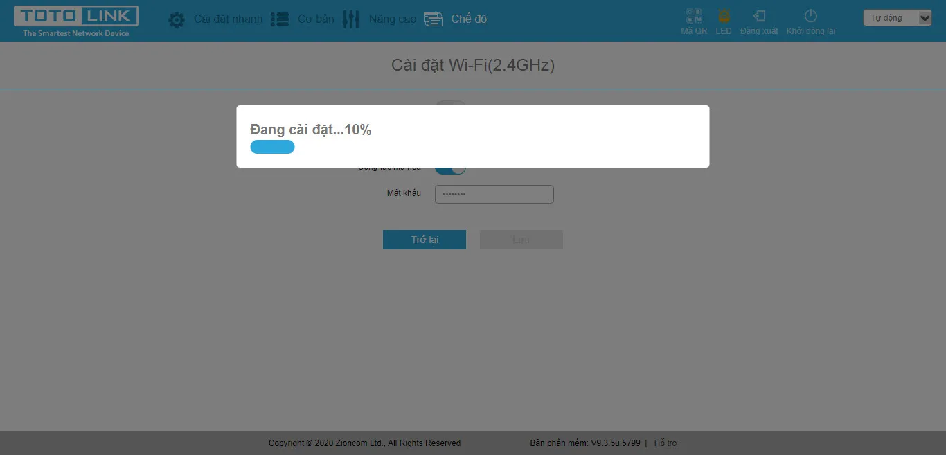 Hoàn tất cài đặt mở rộng sóng trên giao diện điện thoại