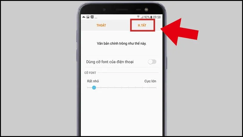 Hoàn tất điều chỉnh kích cỡ chữ trong tin nhắn