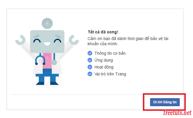 Hoàn tất và trở về Bảng tin Facebook