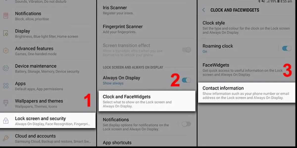 Hướng dẫn cách cài tên trên màn hình khóa Samsung Android 8 qua Đồng hồ và FaceWidgets