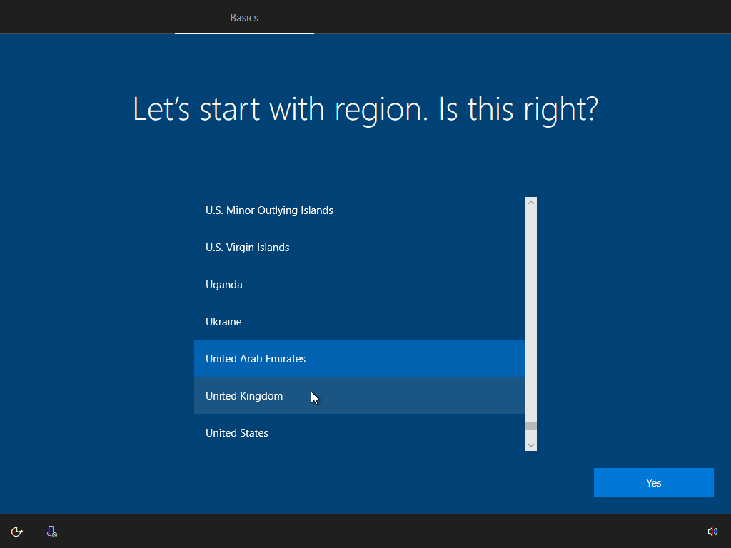 Chọn ngôn ngữ vùng United States sau khi cài đặt win 10 bằng usb
