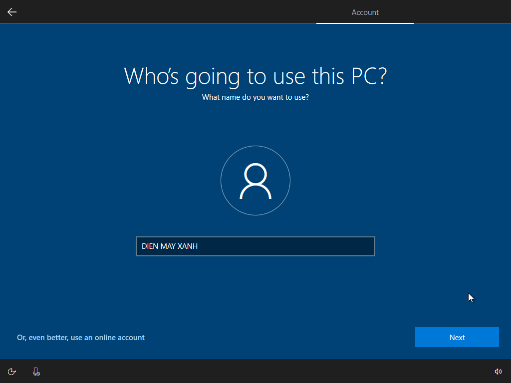 Nhập tên cho máy tính sau khi cài đặt Windows 10