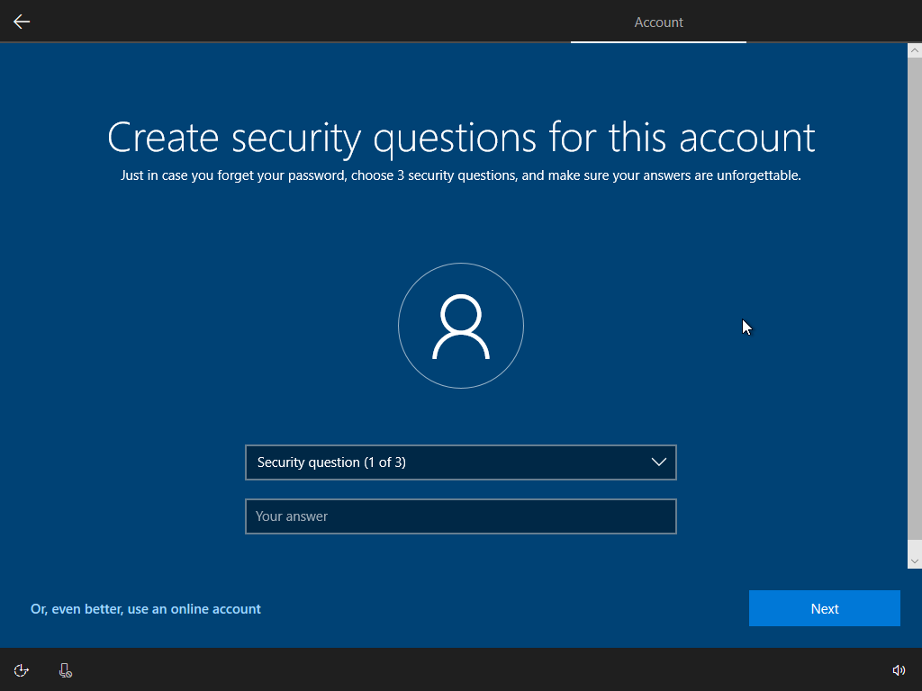 Thiết lập các câu hỏi bí mật để khôi phục mật khẩu máy tính