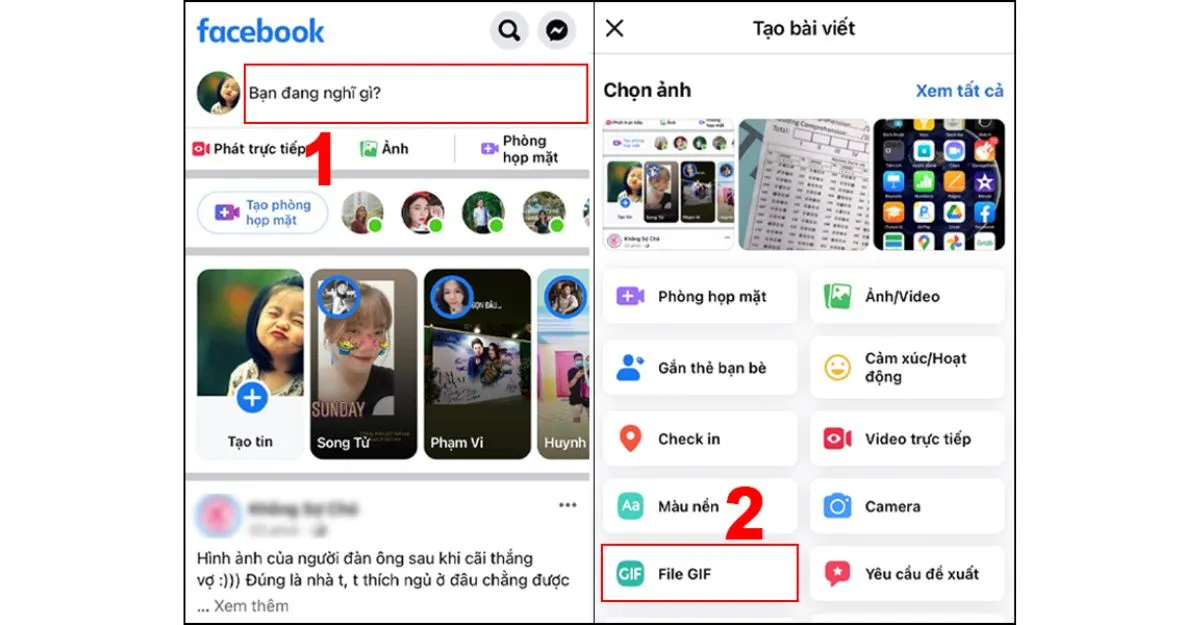 Hướng dẫn đăng tải tệp GIF lên Story Facebook bằng điện thoại di động