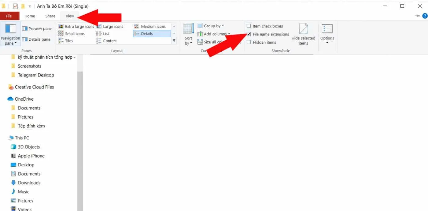 Hướng dẫn hiển thị đuôi file trên Windows 10 để cài nhạc chuông itel