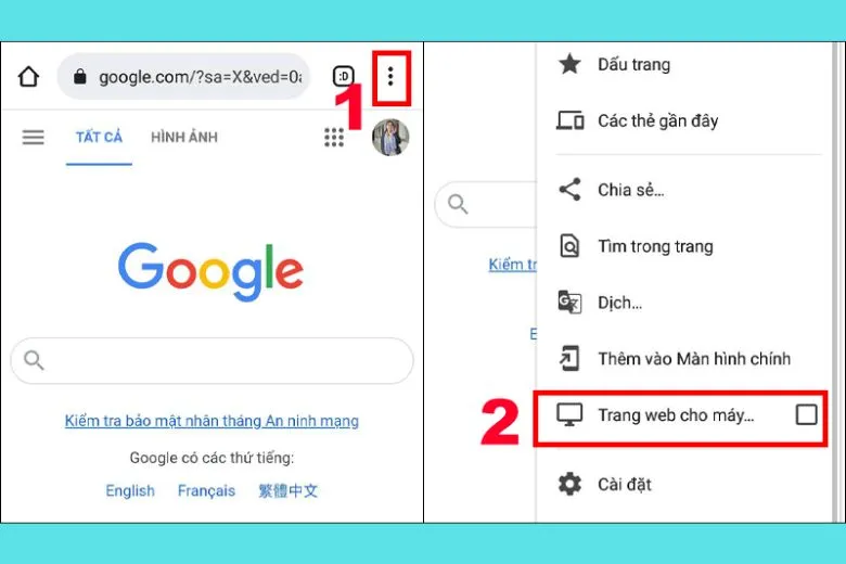Hướng dẫn mở Google Chrome và bật chế độ Trang web cho máy tính để xem ai vào Facebook của mình