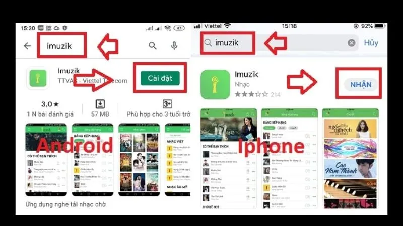 Hướng dẫn tải ứng dụng Imuzik Viettel từ CH Play hoặc App Store