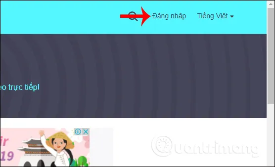 Hướng dẫn truy cập trang chủ V LIVE trên PC và nhấn nút Đăng nhập để bắt đầu quá trình xem và tìm cách tải video trên vlive về máy